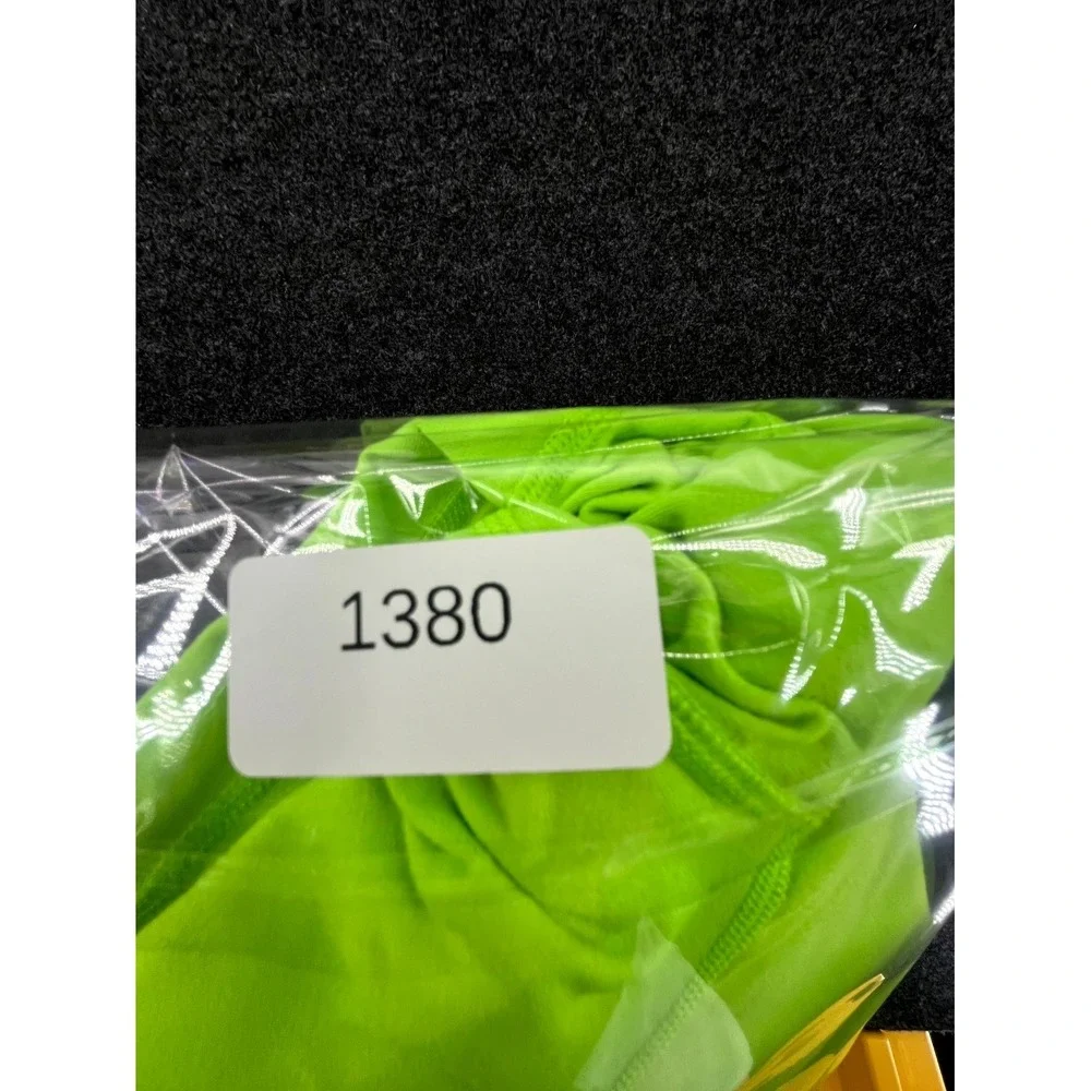 Nike Dri Fit Running Top Mens 2XL Lime Green Stretch‎ Athletic Mock Neck 1/4 Zip
